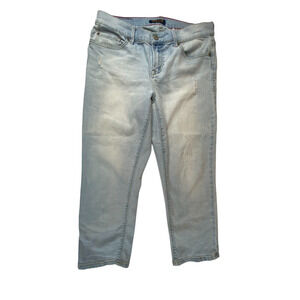 Seven 7 Womens Jeans Blue 8 Girlfriend Light Washed Relaxed Fit Cropped Mid Rise